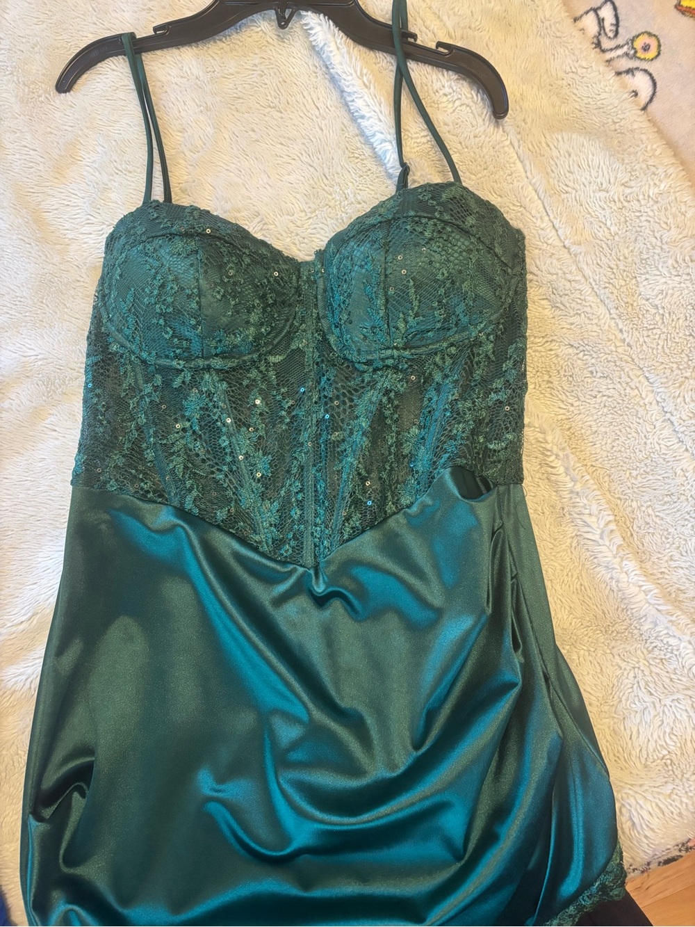 B Darlin Emerald Green Lace & Satin Chemise
